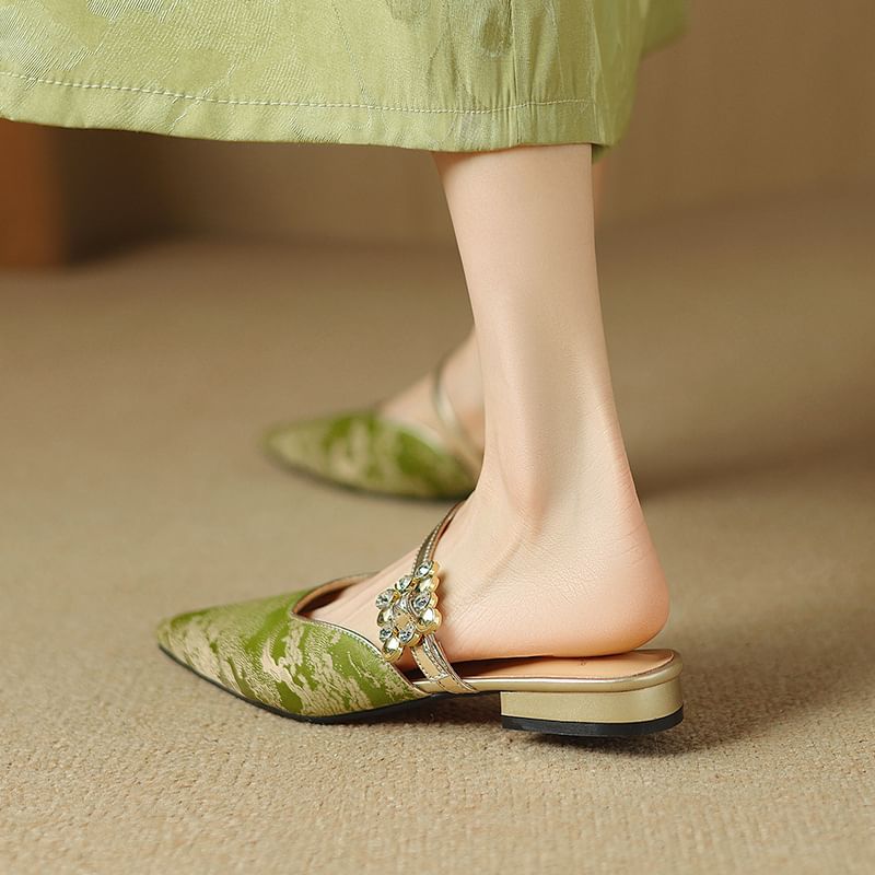 Low Heel Pointed Mules