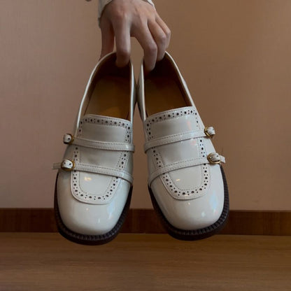 Low Heel Faux Leather Loafers