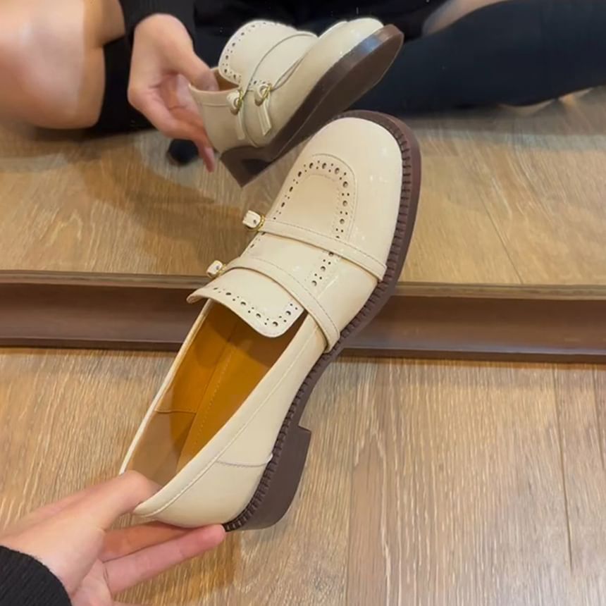 Low Heel Faux Leather Loafers