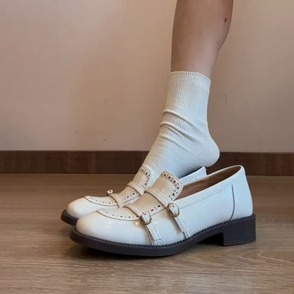 Low Heel Faux Leather Loafers