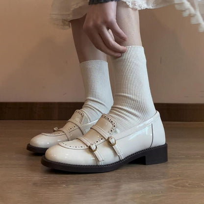 Low Heel Faux Leather Loafers