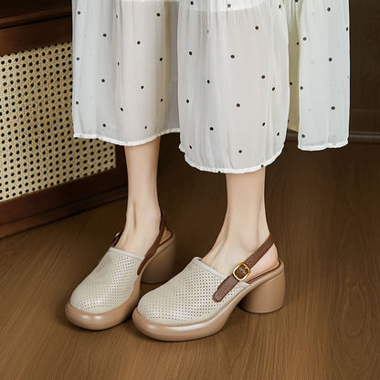 Block Heel Perforated Clogs