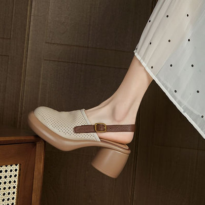 Block Heel Perforated Clogs