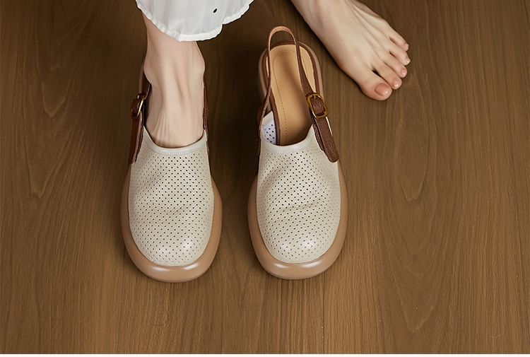 Block Heel Perforated Clogs