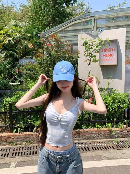 V-Neck Floral Print Bow Panel Camisole Top