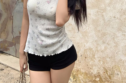 Short Sleeve Round Neck Bow Pointelle T-Shirt