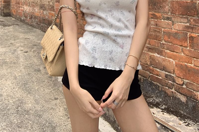 Short Sleeve Round Neck Bow Pointelle T-Shirt