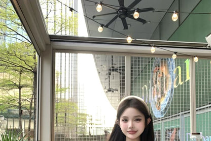 Short Sleeve Scoop Neck Plain Bow Tee / High Waist Plain Tiered Lace Shorts