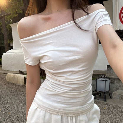 Off Shoulder Cutout Plain Top