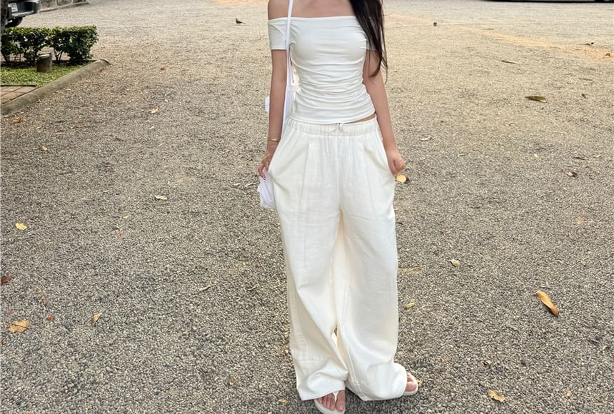 Off Shoulder Cutout Plain Top