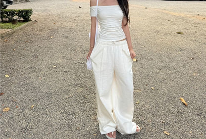 Off Shoulder Cutout Plain Top