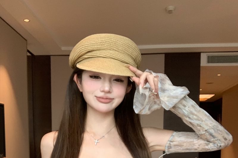 Long-Sleeve Off Shoulder Floral Print Crop Top