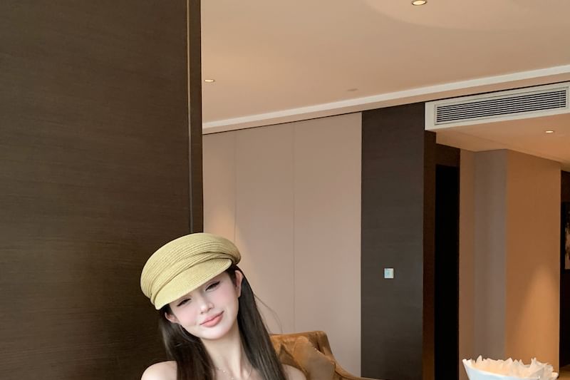 Long-Sleeve Off Shoulder Floral Print Crop Top