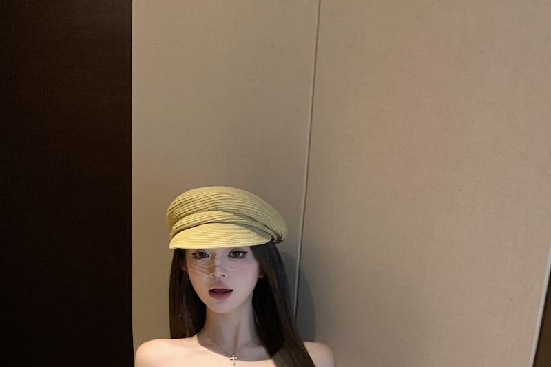 Long-Sleeve Off Shoulder Floral Print Crop Top