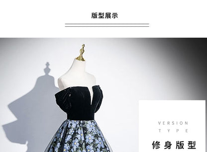 + Evening Sleeves Floral A-Line Jacquard Set: Gown Arm Strapless