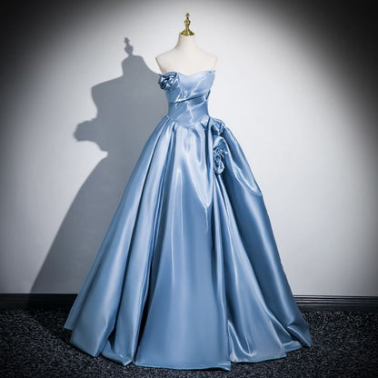 Short-Sleeve Off-Shoulder Plain Floral Accent Ball Gown