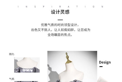 Off-Shoulder Accent Gown Bow Sequin Mermaid Evening Short-Sleeve