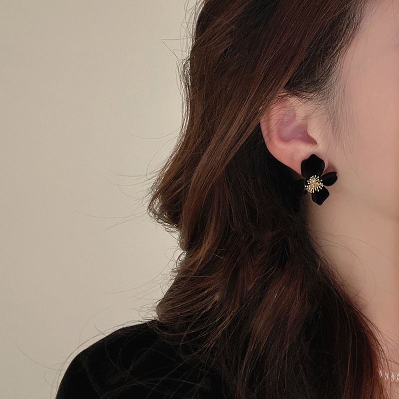 Flower Velvet Stud Earring