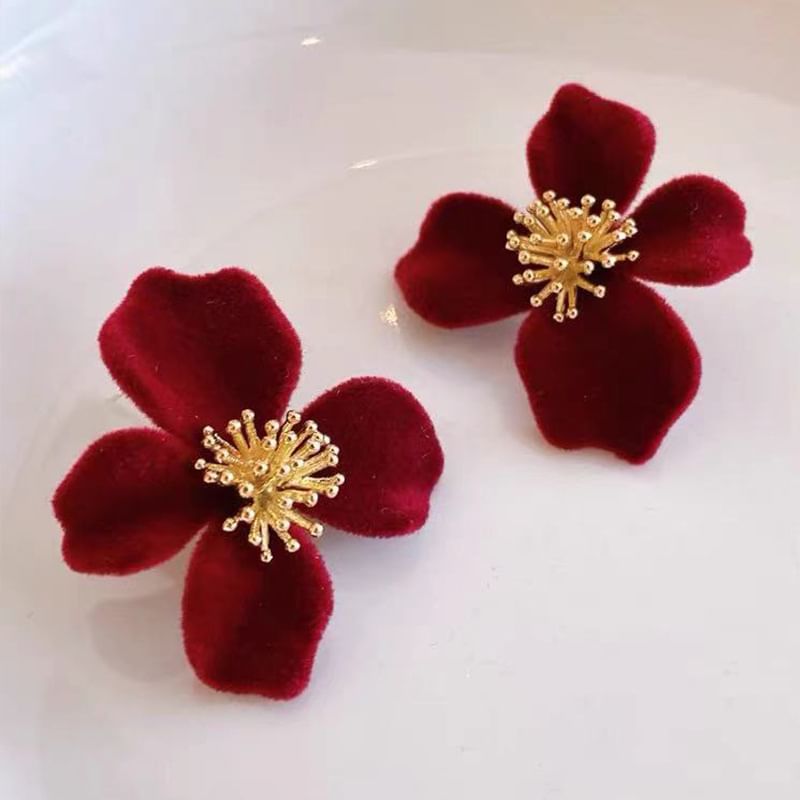 Flower Velvet Stud Earring
