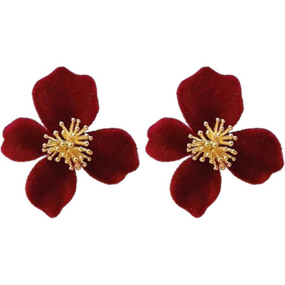 Flower Velvet Stud Earring