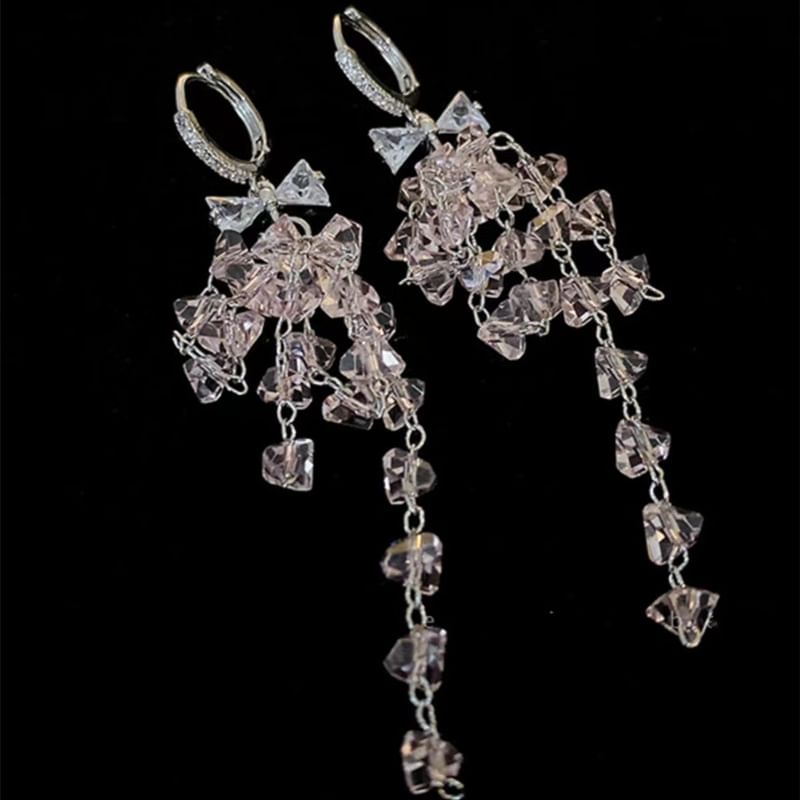 CZ Bow Huggie Dangle Earring