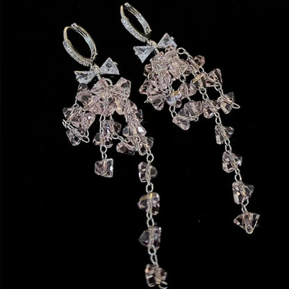 CZ Bow Huggie Dangle Earring
