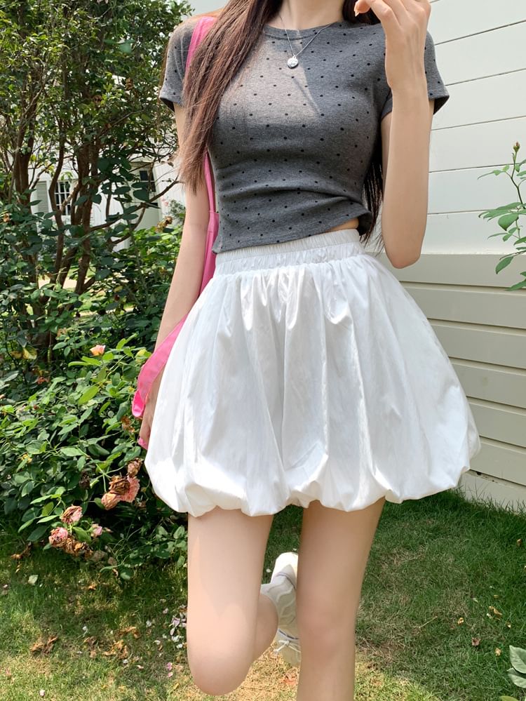 High Waist Plain Bubble Shorts