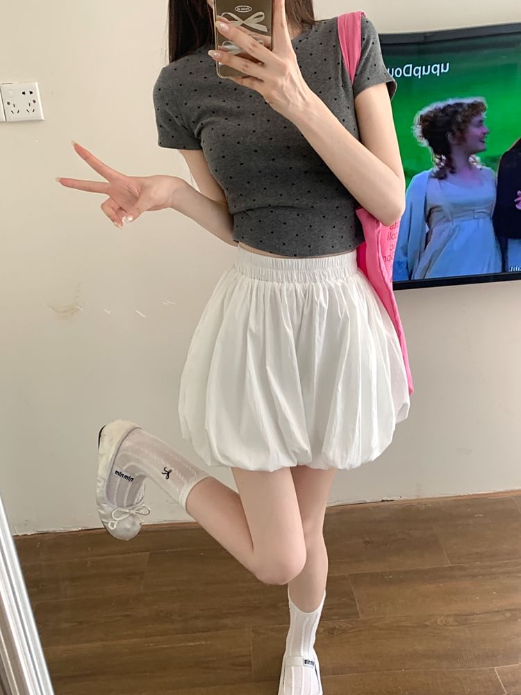 High Waist Plain Bubble Shorts