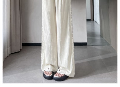 High Rise Lace Panel Wide Leg Pants