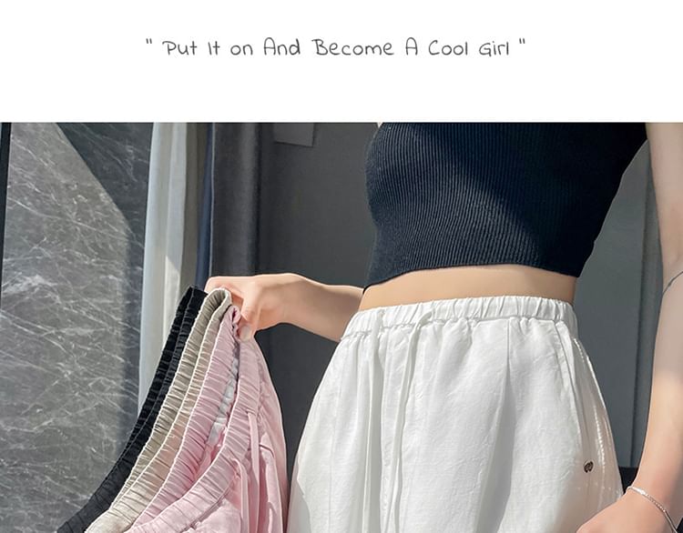 Drawstring Waist Plain Wide Leg Pants (Various Designs)