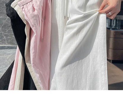 Drawstring Waist Plain Wide Leg Pants (Various Designs)