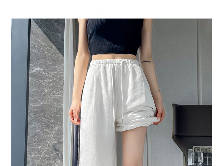 Drawstring Waist Plain Wide Leg Pants (Various Designs)