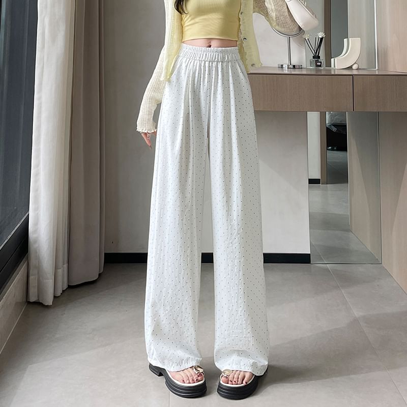 High Waist Dotted Wide Leg Pants (Various Designs)