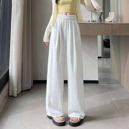 High Waist Dotted Wide Leg Pants (Various Designs)