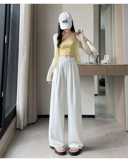 High Waist Dotted Wide Leg Pants (Various Designs)