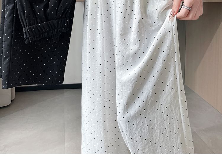 High Waist Dotted Wide Leg Pants (Various Designs)