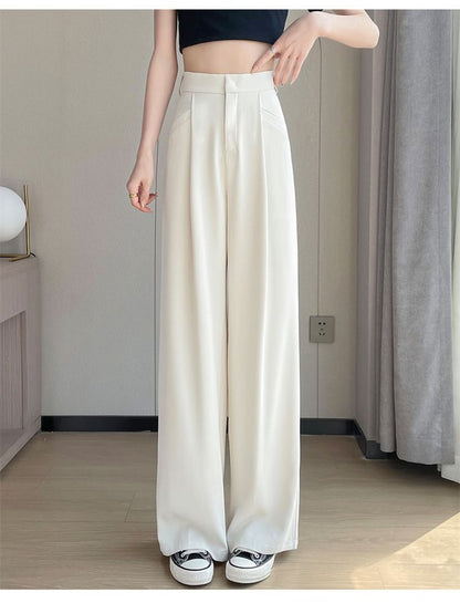 High Rise Plain Wide Leg Suit Pants (Various Designs)