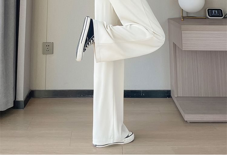 High Rise Plain Wide Leg Suit Pants (Various Designs)