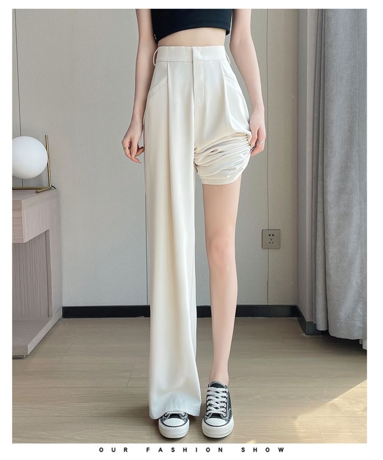 High Rise Plain Wide Leg Suit Pants (Various Designs)