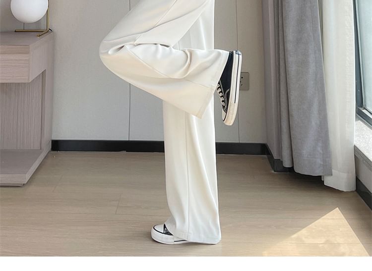 High Rise Plain Wide Leg Suit Pants (Various Designs)