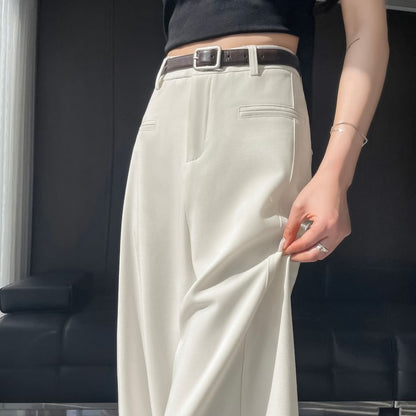 High Waist Plain Wide Leg Suit Pants (Various Designs)