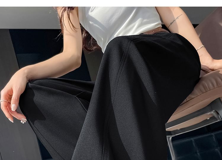 High Waist Plain Wide Leg Suit Pants (Various Designs)