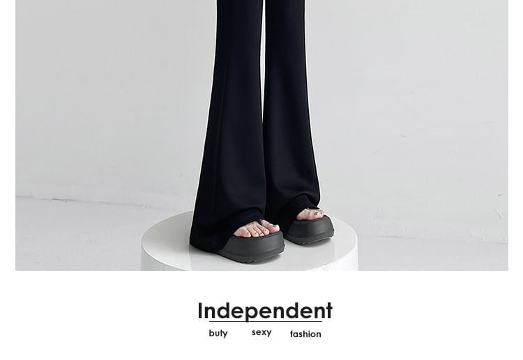 High Rise Two Tone Frill Trim Flared Pants (Various Designs)