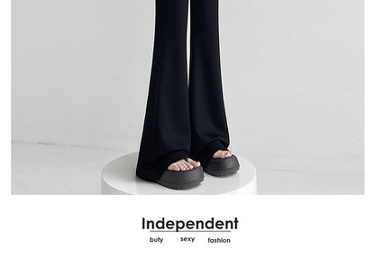 High Rise Two Tone Frill Trim Flared Pants (Various Designs)