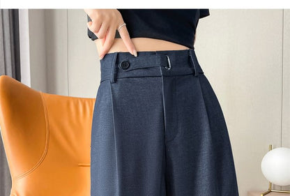 High Rise Plain Wide Leg Jeans (Various Designs)