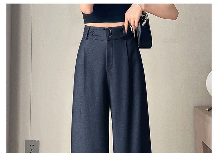 High Rise Plain Wide Leg Jeans (Various Designs)