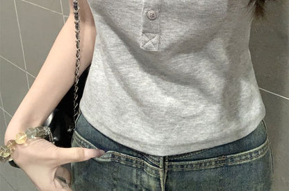 Short-Sleeve Scoop Neck Bow Embroidered Slim Fit Crop T-Shirt