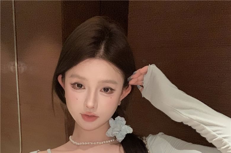 Plain Lace Trim Lettuce Edge Bow Camisole Top / Light Jacket