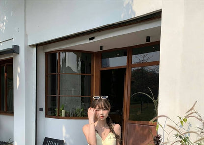 Mid Waist Plain Ruched Wide Leg Pants