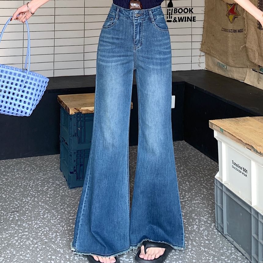 Jeans Washed Rise Flared High